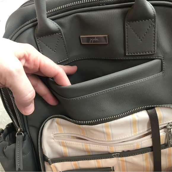 Jujube million pockets backpack diaper bag, vegan leather, grey - Picture 5 of 10